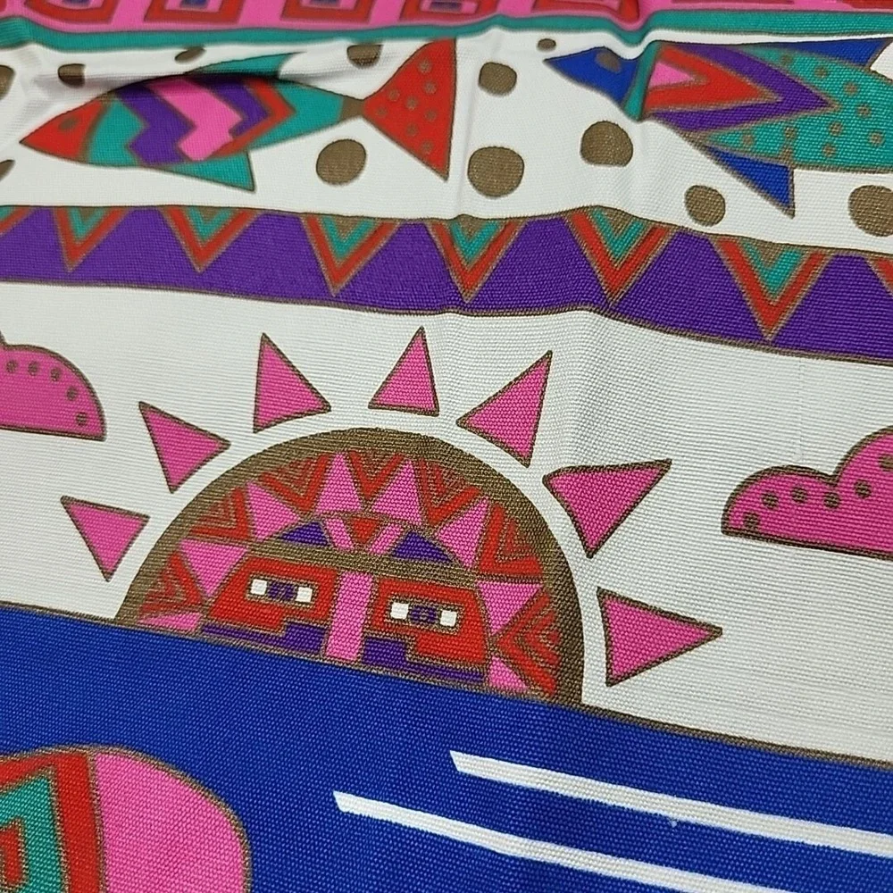Vintage‎ ALASKA Apron Purple Inuit Arctic Print Bears Eagles 80s NOS